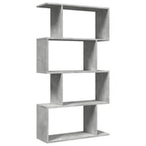 Room Divider Bookcase 4-Tier Concrete Grey 70x24x129 cm Engineered Wood - Rear View