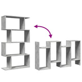 Room Divider Bookcase 4-Tier Concrete Grey 70x24x129 cm Engineered Wood - Extra Image