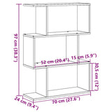 Room Divider Bookcase 3-Tier White 70x24x97 cm Engineered Wood