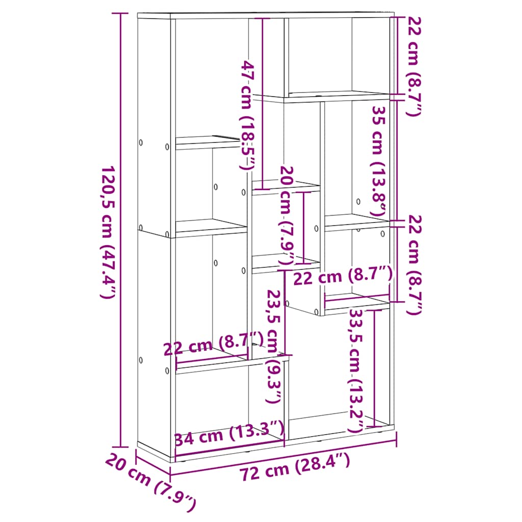 Bookcase White 72x20x120.5 cm Engineered Wood