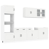 7 Piece Kitchen Cabinet Set Kalmar White Engineered Wood - Front View