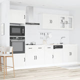 7 Piece Kitchen Cabinet Set Kalmar White Engineered Wood - Side View