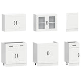 7 Piece Kitchen Cabinet Set Kalmar White Engineered Wood - Top-Down View