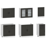 7 Piece Kitchen Cabinet Set "Kalmar" Black Engineered Wood