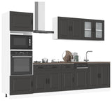 7 Piece Kitchen Cabinet Set "Kalmar" Black Engineered Wood