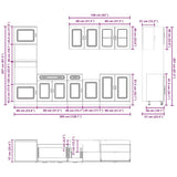 7 Piece Kitchen Cabinet Set "Kalmar" High Gloss White Engineered Wood
