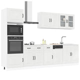 7 Piece Kitchen Cabinet Set "Kalmar" High Gloss White Engineered Wood