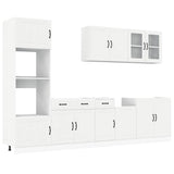 7 Piece Kitchen Cabinet Set Kalmar White Engineered Wood - Front View