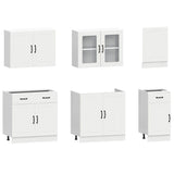 7 Piece Kitchen Cabinet Set Kalmar White Engineered Wood - Top-Down View