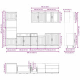7 Piece Kitchen Cabinet Set Kalmar White Engineered Wood - Low Angle