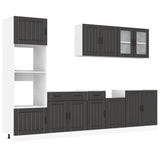 7 Piece Kitchen Cabinet Set "Kalmar" Black Engineered Wood