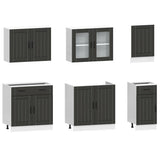 7 Piece Kitchen Cabinet Set "Kalmar" Black Engineered Wood