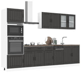 7 Piece Kitchen Cabinet Set "Kalmar" Black Engineered Wood