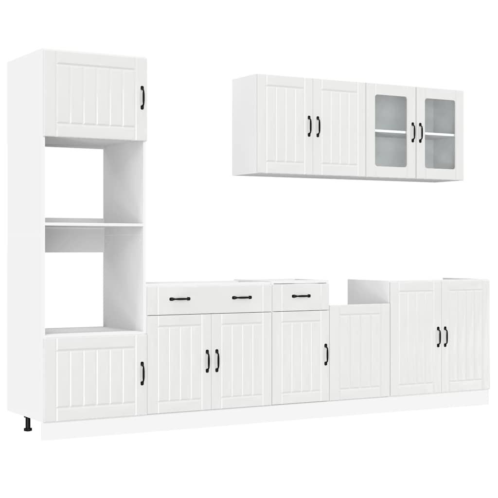 7 Piece Kitchen Cabinet Set "Lucca" High Gloss White Engineered Wood