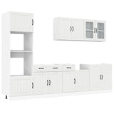 7 Piece Kitchen Cabinet Set "Lucca" High Gloss White Engineered Wood