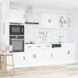 7 Piece Kitchen Cabinet Set "Lucca" High Gloss White Engineered Wood