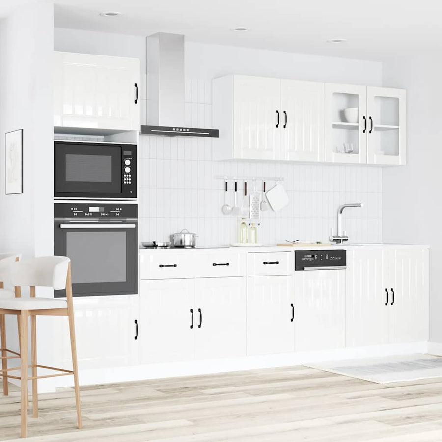 7 Piece Kitchen Cabinet Set "Lucca" High Gloss White
