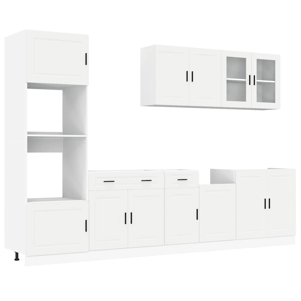 7 Piece Kitchen Cabinet Set Porto White Engineered Wood