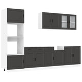 7 Piece Kitchen Cabinet Set "Porto" Black Engineered Wood