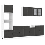7 Piece Kitchen Cabinet Set "Porto" Black Engineered Wood