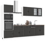 7 Piece Kitchen Cabinet Set "Porto" Black Engineered Wood