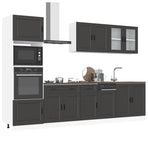 7 Piece Kitchen Cabinet Set "Porto" Black Engineered Wood