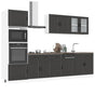 7 Piece Kitchen Cabinet Set "Porto" Black Engineered Wood
