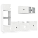 7 Piece Kitchen Cabinet Set "Kalmar" High Gloss White Engineered Wood