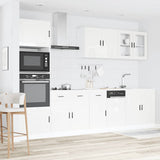 7 Piece Kitchen Cabinet Set "Kalmar" High Gloss White Engineered Wood