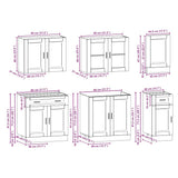 7 Piece Kitchen Cabinet Set "Kalmar" High Gloss White Engineered Wood