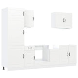 7 Piece Kitchen Cabinet Set Kalmar White Engineered Wood - Front View