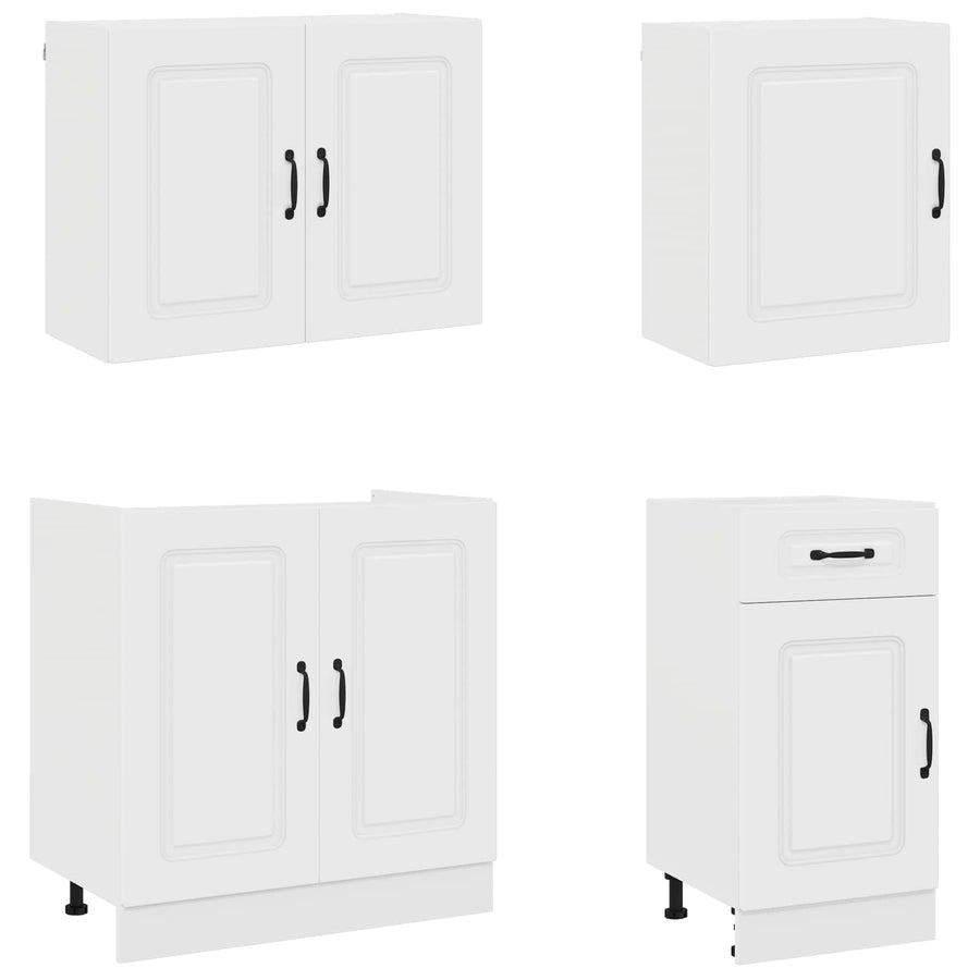7 Piece Kitchen Cabinet Set Kalmar White Engineered Wood