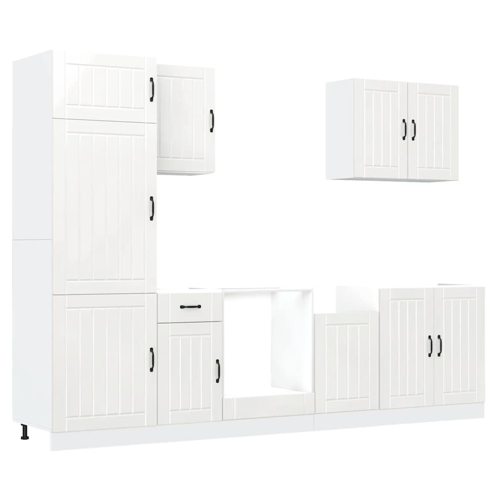 7 Piece Kitchen Cabinet Set Lucca White Engineered Wood