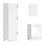 7 Piece Kitchen Cabinet Set Lucca White Engineered Wood - 45-Degree Angle