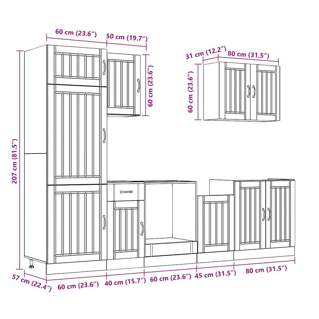 7 Piece Kitchen Cabinet Set Lucca White Engineered Wood