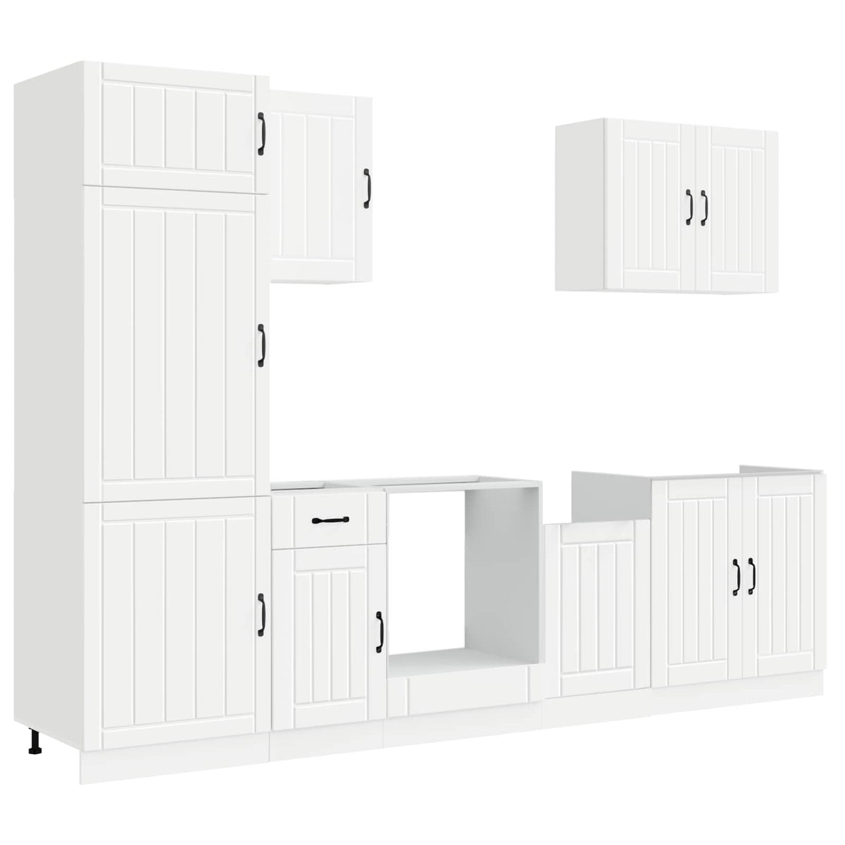 7 Piece Kitchen Cabinet Set Lucca White Engineered Wood