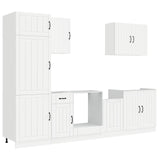 7 Piece Kitchen Cabinet Set Lucca White Engineered Wood - 45-Degree Angle