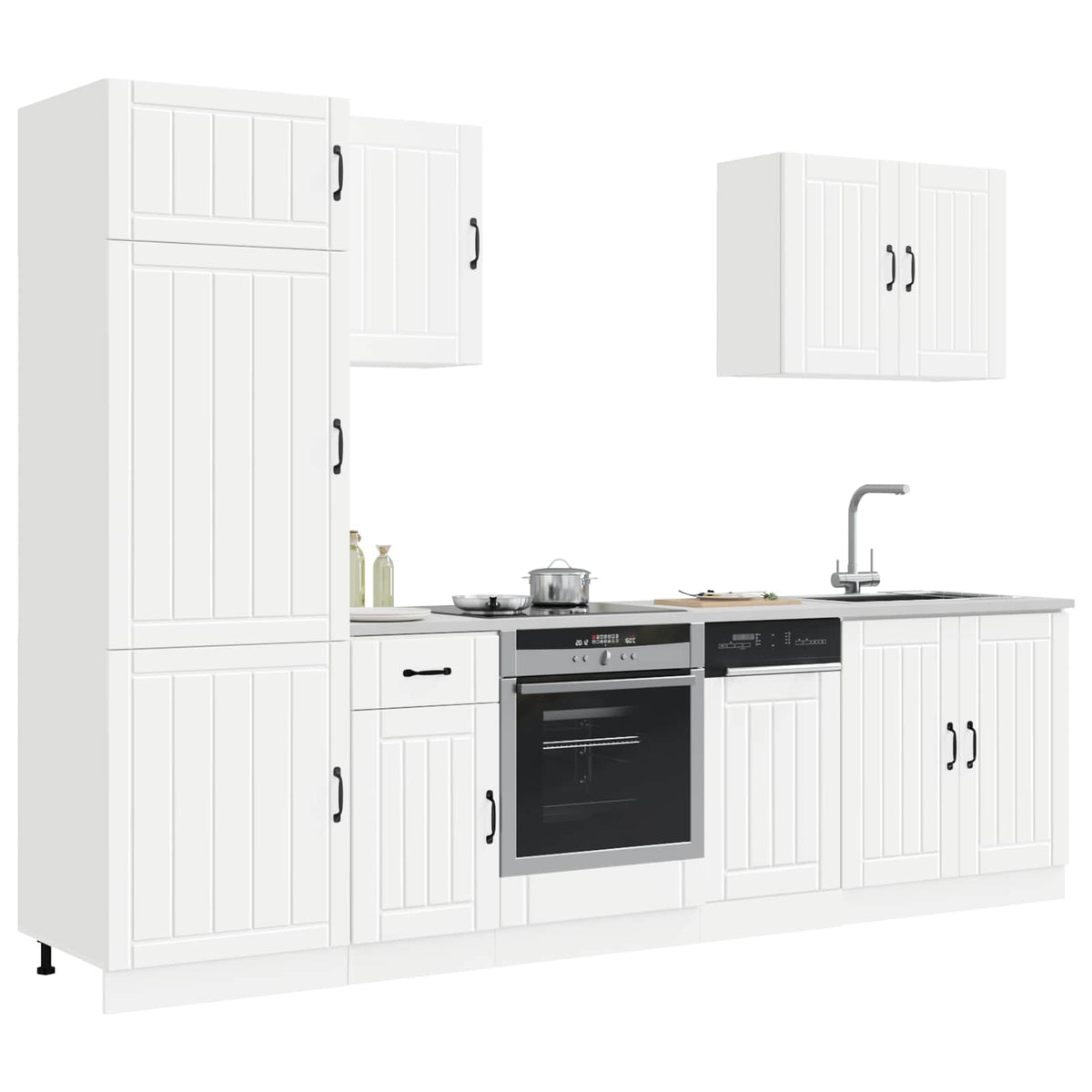 7 Piece Kitchen Cabinet Set Lucca White Engineered Wood
