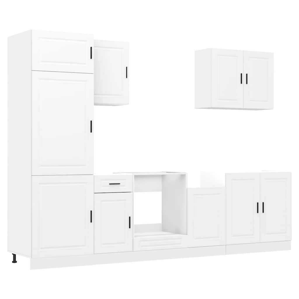 7 Piece Kitchen Cabinet Set Porto White Engineered Wood
