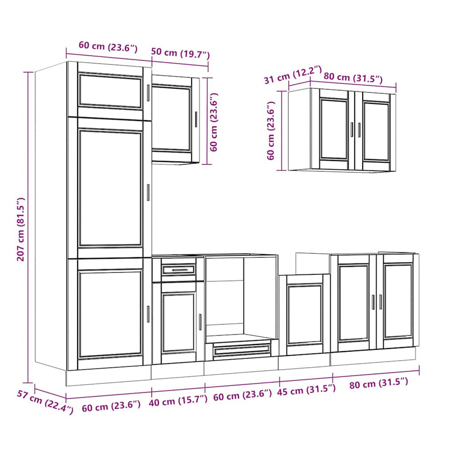 7 Piece Kitchen Cabinet Set Porto White Engineered Wood