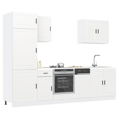 7 Piece Kitchen Cabinet Set Porto White Engineered Wood
