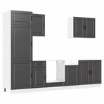 7 Piece Kitchen Cabinet Set "Porto" Black Engineered Wood