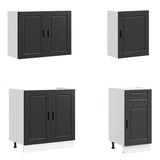 7 Piece Kitchen Cabinet Set "Porto" Black Engineered Wood
