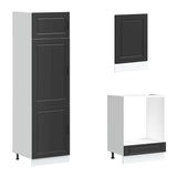 7 Piece Kitchen Cabinet Set "Porto" Black Engineered Wood