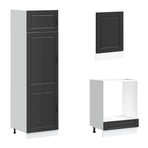 7 Piece Kitchen Cabinet Set "Porto" Black Engineered Wood