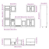 7 Piece Kitchen Cabinet Set "Porto" Black Engineered Wood