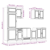 7 Piece Kitchen Cabinet Set "Porto" Black Engineered Wood