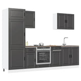 7 Piece Kitchen Cabinet Set "Porto" Black Engineered Wood
