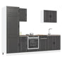 7 Piece Kitchen Cabinet Set "Porto" Black Engineered Wood
