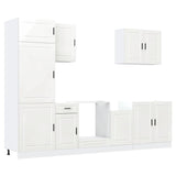 7 Piece Kitchen Cabinet Set "Porto" High Gloss White Engineered Wood